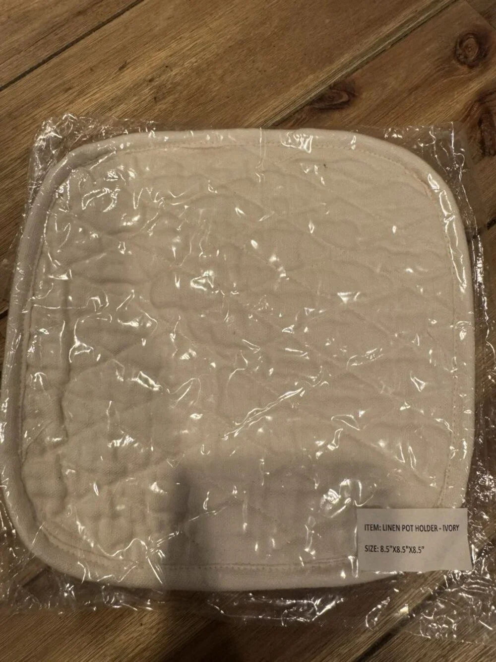 Vikolino Ivory Linen Quilted Square Oven MItt Machine Washable 8.5